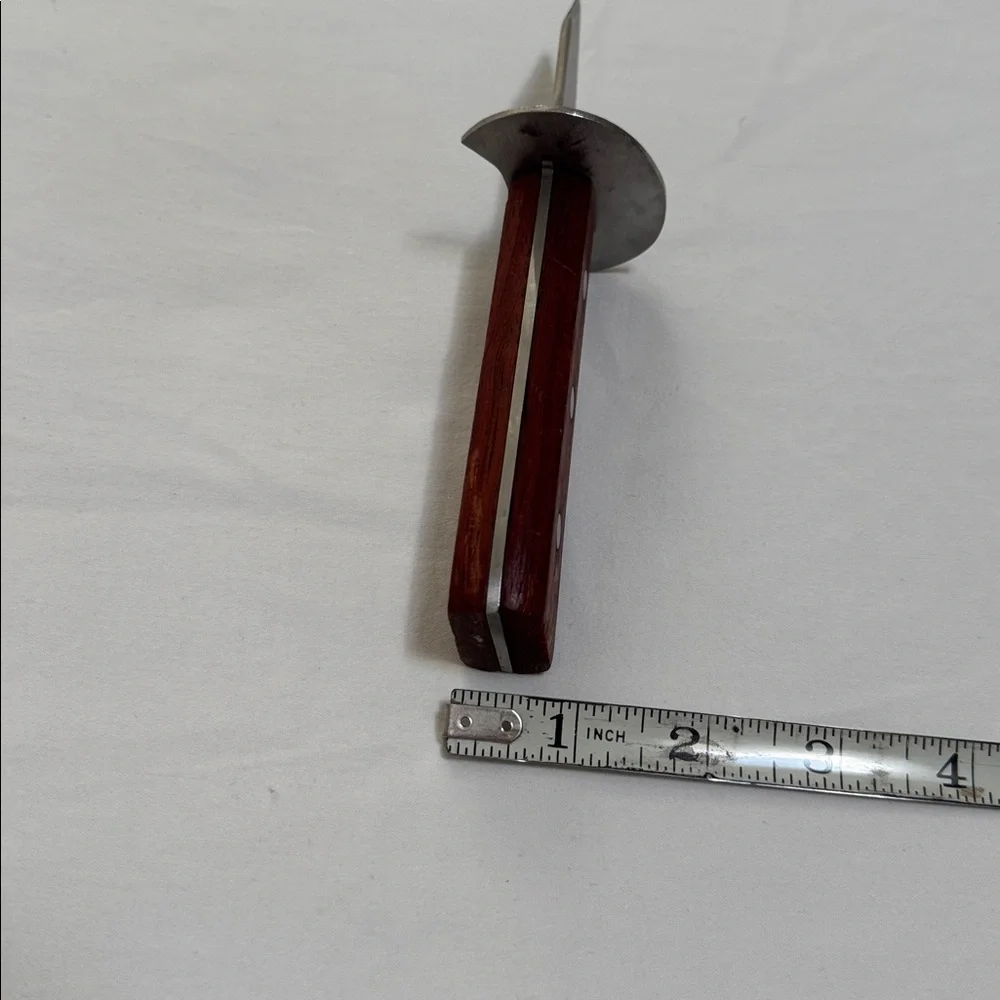 OYSTER DAGGER SHUCKER SHELLFISH KNIFE FullTang Stainless Steel Wood Red Brown 7”